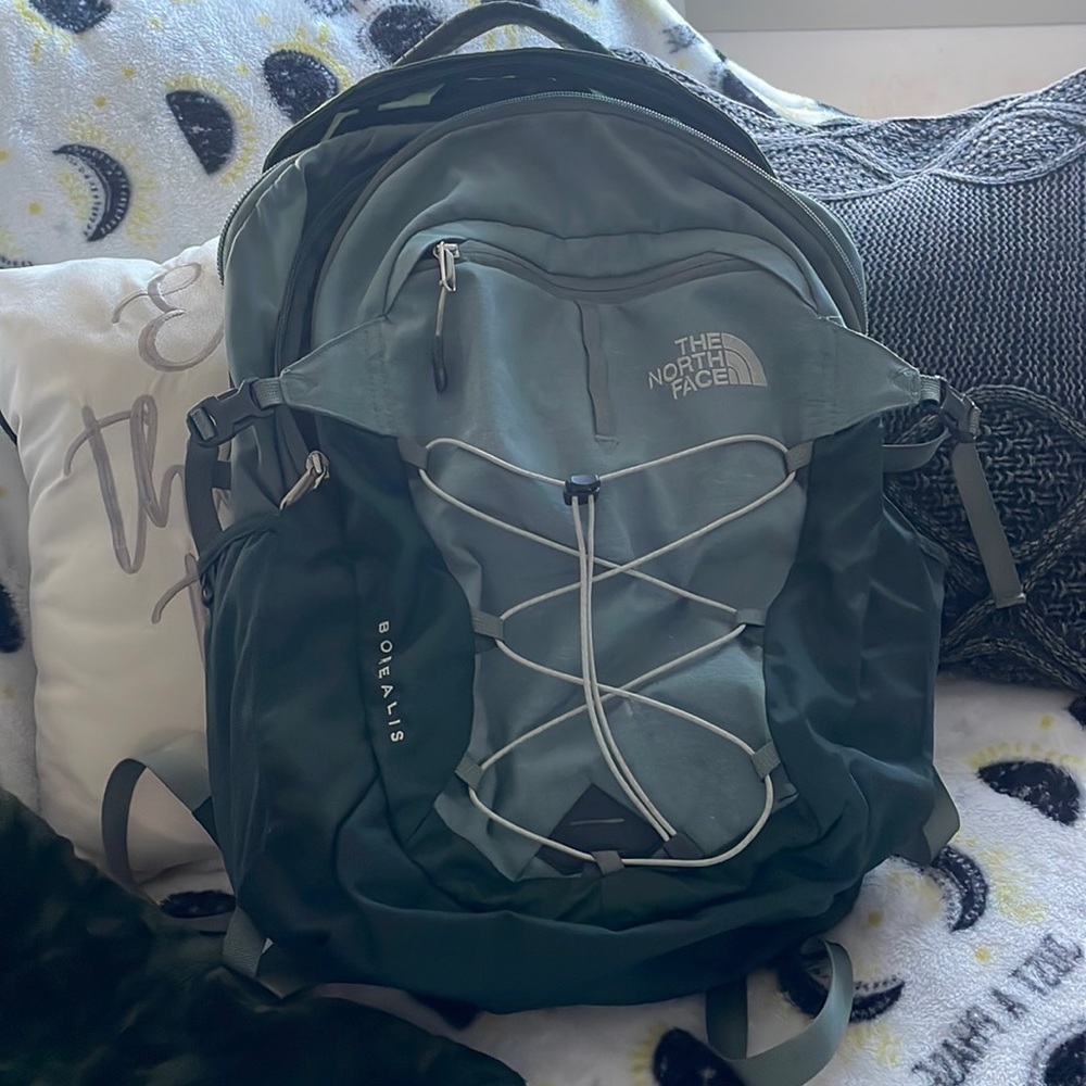 North face green backpack